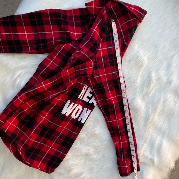 Forever 21 Let Your Heart Wonder Black Red Flannel - Picture 11 of 13